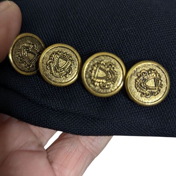 Club Room By Charter Club 40R Navy Blue Wool Gold Button Blazer Preppy Old Money - Picture 13 of 14